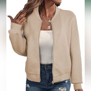 Stylish Beige Women's Bomber Jacket